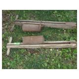 2 VINTAGE CORN PLANTERS (1 STENCILED)
