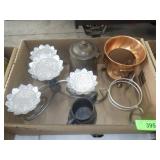 METAL CANDLE HOLDER, QUADRUPLE PLATE SUGAR BOWL, >