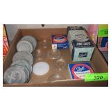 VTG ZINC & GLASS CANNING JAR LIDS (1 MILK GLASS>>>