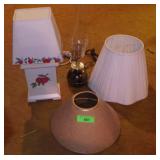 WOODEN APPLE LAMP, BRASS PLATED LAMP, & 2>>>