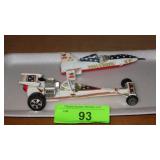 1976 IDEAL EVEL KNIEVEL ROCKET CAR & DRAGSTER
