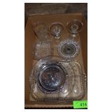 ASST VTG GLASSWARE - DIVIDED DISH, CANDLE HOLDERS>