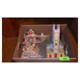 3 LIGHTED CERAMIC BLDGS. (1) 1991 NATIONAL RENNOC