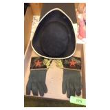 VTG CHILDS WOOL 3-CORNER HAT & VTG KIDS GLOVES