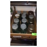 ASST. BLUE & CLEAR CANNING JARS (NEED CLEANED)