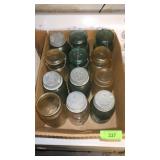 ASST. BLUE & CLEAR CANNING JARS (NEED CLEANED)
