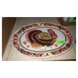 VTG CERAMIC TURKEY PLATTER W/CHIPS ON RIM