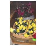 BASKET W/ SILK ROSES, TOY SHOP BASKET W/>>