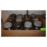 ASST. BLUE & CLEAR CANNING JARS (NEED CLEANED)