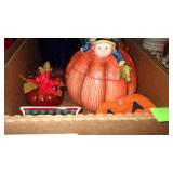 PUMPKIN COOKIE JAR, TEA LIGHT HOLDER, VTG PLASTIC>