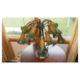 TIFFANY-STYLE LILY PAD LAMP W/ TULIP SHADES>>