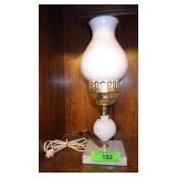 VTG MILK GLASS LAMP W/ MARBLE BASE