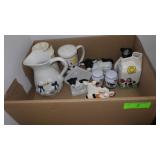 CERAMIC COW NAPKIN HOLDERS, CREAMER, SUGAR BOWL>>