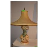 VTG PLASTER LAMP (W/ CHIPS - SEE PICS - SHADE HAS>