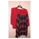 2 CHAPS LADIES TOPS, ONE SIZE 1X, ONE SIZE 2X