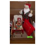 WOODEN SLEIGH, CHRISTMAS PILLOW, DANCING SANTA>>>