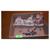 3 LIGHTED CERAMIC BLDGS., & ASST ACCESSORIES