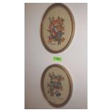 PAIR OF HUMMEL CREWEL EMBROIDERY FRAMED ART>>>