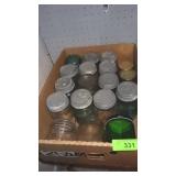 ASST. BLUE & CLEAR CANNING JARS (NEED CLEANED)