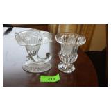 FENTON? FROSTED CORNUCOPIA VASE & BOMBAY>>>