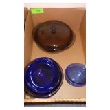 PYREX CASSEROLE DISH & AMETHYST BOWL, ASST GLASS >