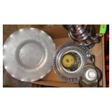 VTG ALUMINUM TRAY, PEWTER PLATE, STAINLESS MCM>>>