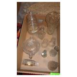 GLASS CHRISTMAS TREE, GLASS JUICE REAMERS, ASST>>