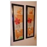 2 VTG ASIAN EMBROIDERED SILK FRAMED ART 9" X 28"