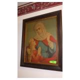 VTG FRAMED RELIGIOUS LITHOGRAPH 20" X 24"