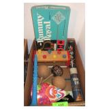 THREE VTG MARACAS, PARTY HATS, ASST GAMES