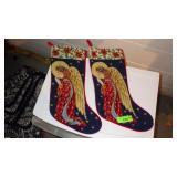 2 NEEDLEPOINT CHRISTMAS STOCKINGS