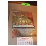 1959 EMBOSSED LAST SUPPER PRINT W/ CALENDAR