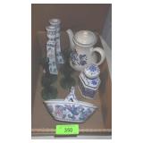 PFALTZGRAFF TEPOT, BLUE & WHITE JAR, ASST. CANDLE>
