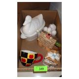 CERAMIC DUCK CASSEROLE, DUCK S&P & NAPKIN HOLDER>>