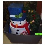 CHRISTMAS STACKED BOX SNOWMAN & CHRISTMAS WREATH