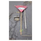 GARDEN RAKE, LEAF RAKE & DUSTPAN
