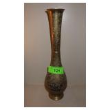 ENGRAVED BRASS VASE 13 1/4"  (INDIA)