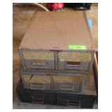 3 METAL STORAGE DRAWERS W/ CONTENTS (HOOKS,>>>