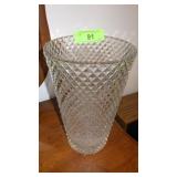 CRYSTAL DIAMOND POINT VASE 10" TALL