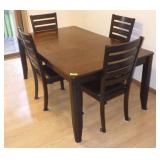 DINING ROOM TABLE (54 x 42) W/ 4 CHAIRS & 1 LEAF >
