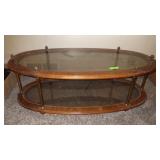 OVAL GLASS TOP COFFEE TABLE 48 x 22 x 15