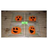 CRATE & BARREL GLASS HALLOWEEN PUMPKIN PLATES 6"