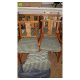 4 WHEAT BACK CHAIRS W/ RUSH SEATS & 8 CUSHIONS