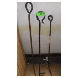 3 IRON FIREPLACE TOOLS