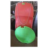 2 PLASTIC SAUCER AND SLED