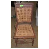 VINTAGE CANED OAK CHAIR (MISSING RUNG & HIP REST)
