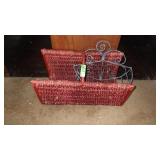 WOVEN GRASS? MAGAZINE RACK, METAL PLANT HOLDER
