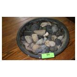 STONEWARE BOWL W/ ROCKS (TWO CHIPS)