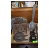 VINTAGE WIRE TRAYS, COAL SHOVEL, SHEEP SHEARS, ETC