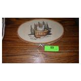 VTG EMBROIDERED HEN ON NEST 9.5" X 5.5"